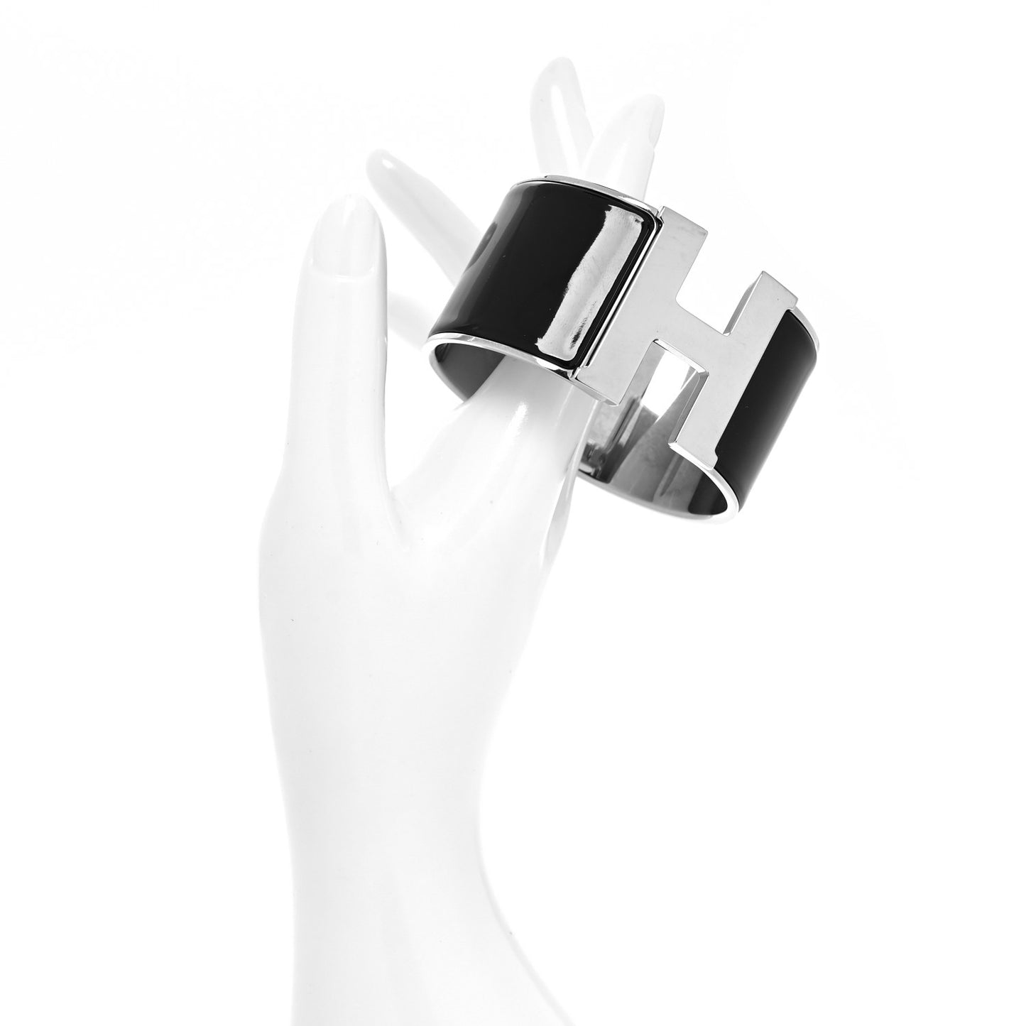 Enamel Extra Wide Clic Clac H Bracelet GM Black