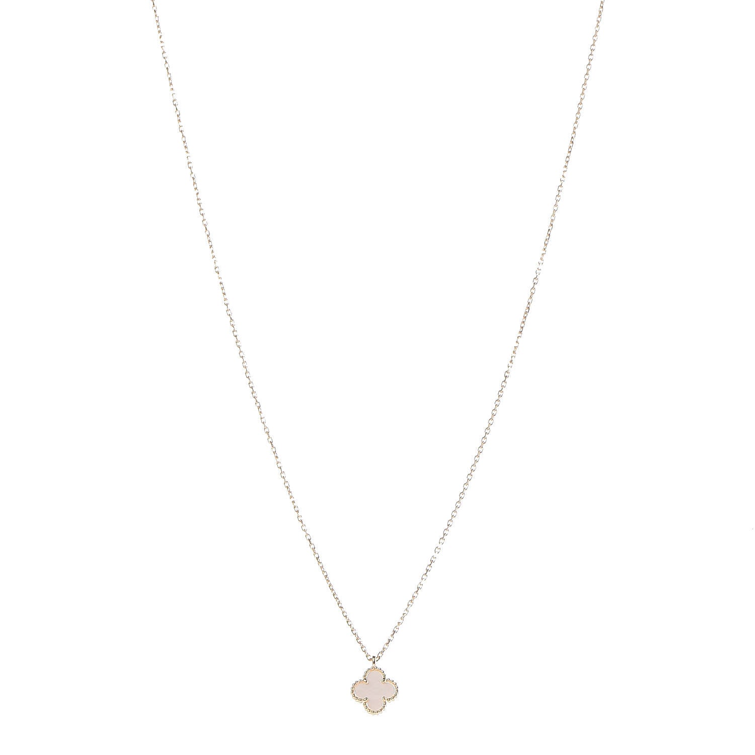 Van Cleef & Arpels 18K Yellow Gold Mother of Pearl Sweet Alhambra Pendant Necklace 1 of 7