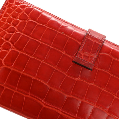Hermes Shiny Alligator Bearn Wallet Geranium 11 of 12
