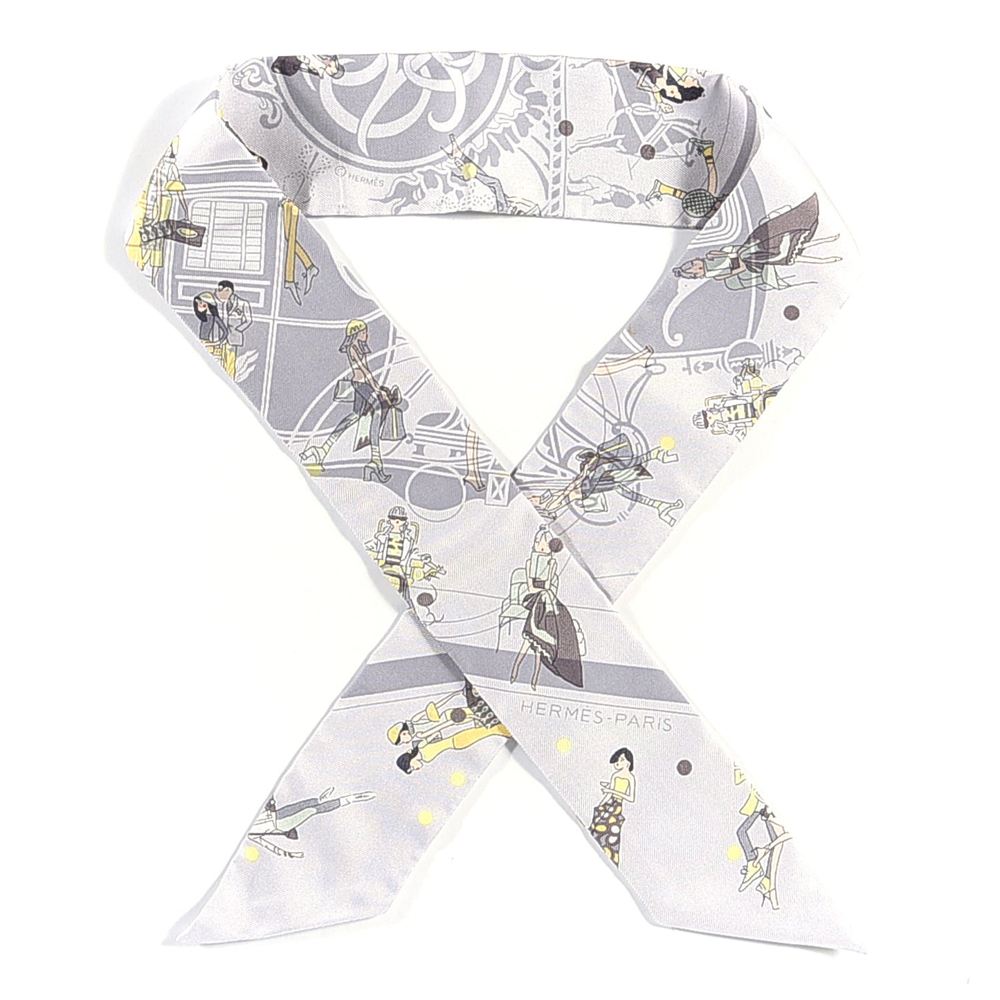 Silk Ex-Libris Les Parisiennes Twilly Gris Perle Jaune