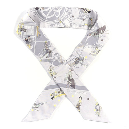 Hermes Silk Ex-Libris Les Parisiennes Twilly Gris Perle Jaune 2 of 6