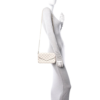 Louis Vuitton Damier Azur Pochette Felicie Chain Wallet Rose Ballerine 2 of 15