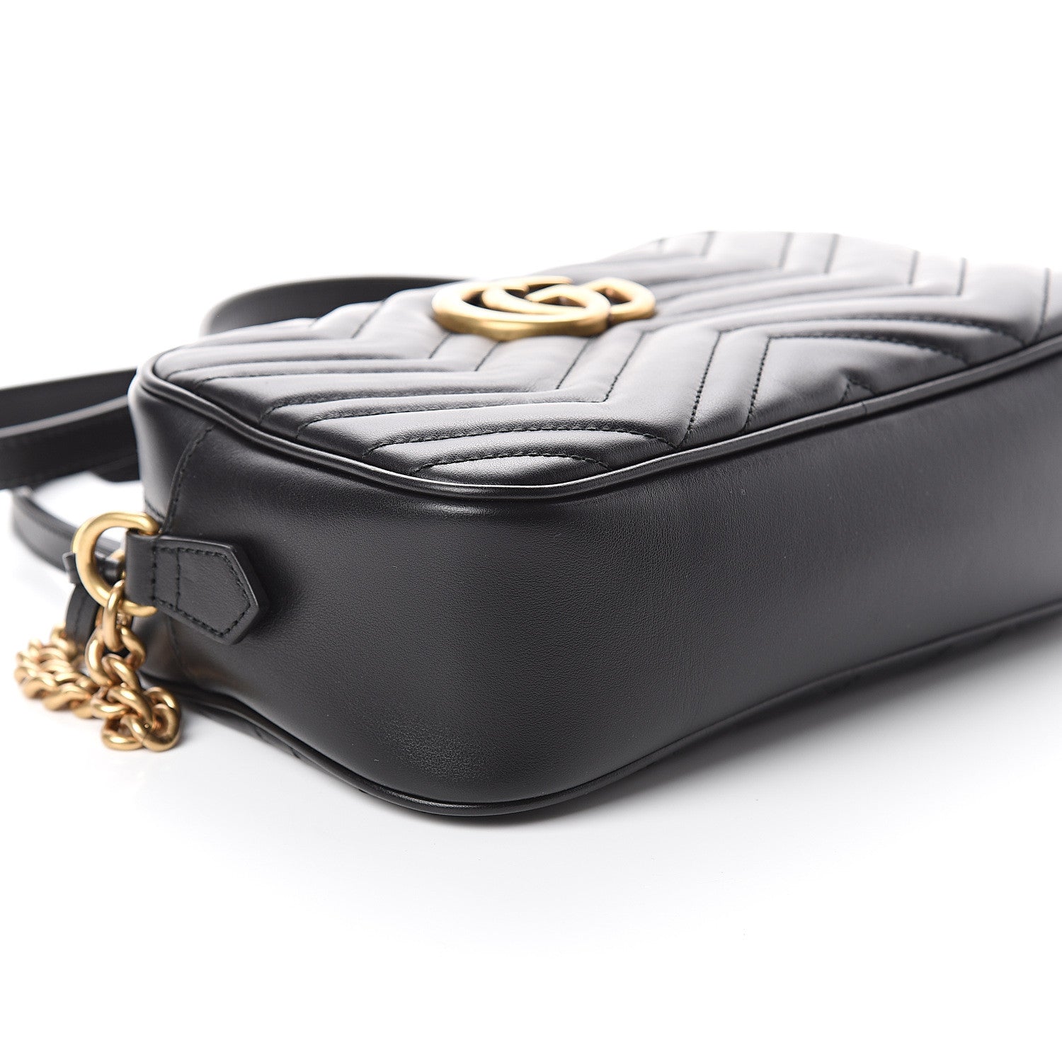 Gucci Calfskin Matelasse Small GG Marmont Chain Shoulder Bag Black 7 of 8