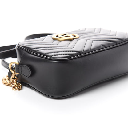 Gucci Calfskin Matelasse Small GG Marmont Chain Shoulder Bag Black 7 of 8