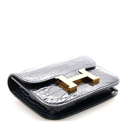 Hermes Shiny Alligator Constance Slim Wallet Bleu Abysse 4 of 7