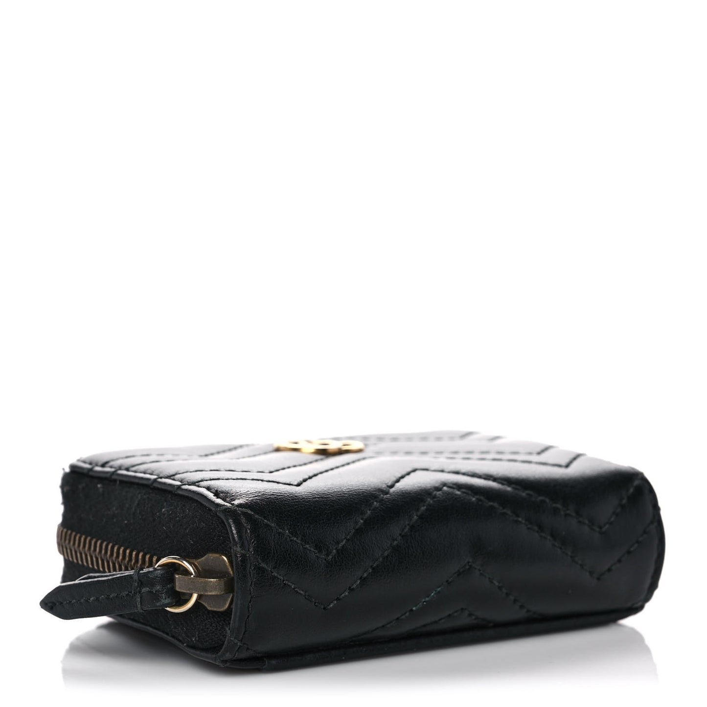 Calfskin Matelasse GG Marmont Zip Around Card Case Black