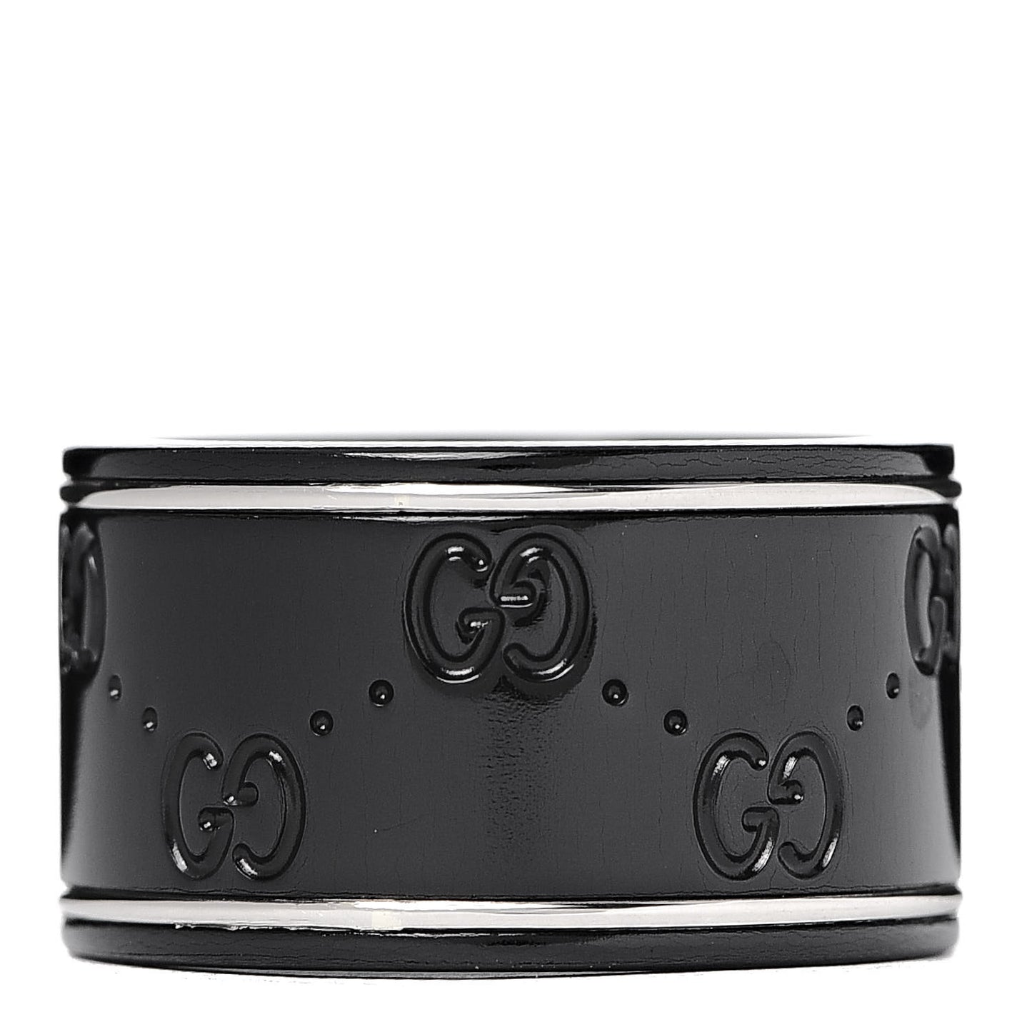 Black Synthetic Corundum 18K White Gold 12mm Icon Band Ring 54 7