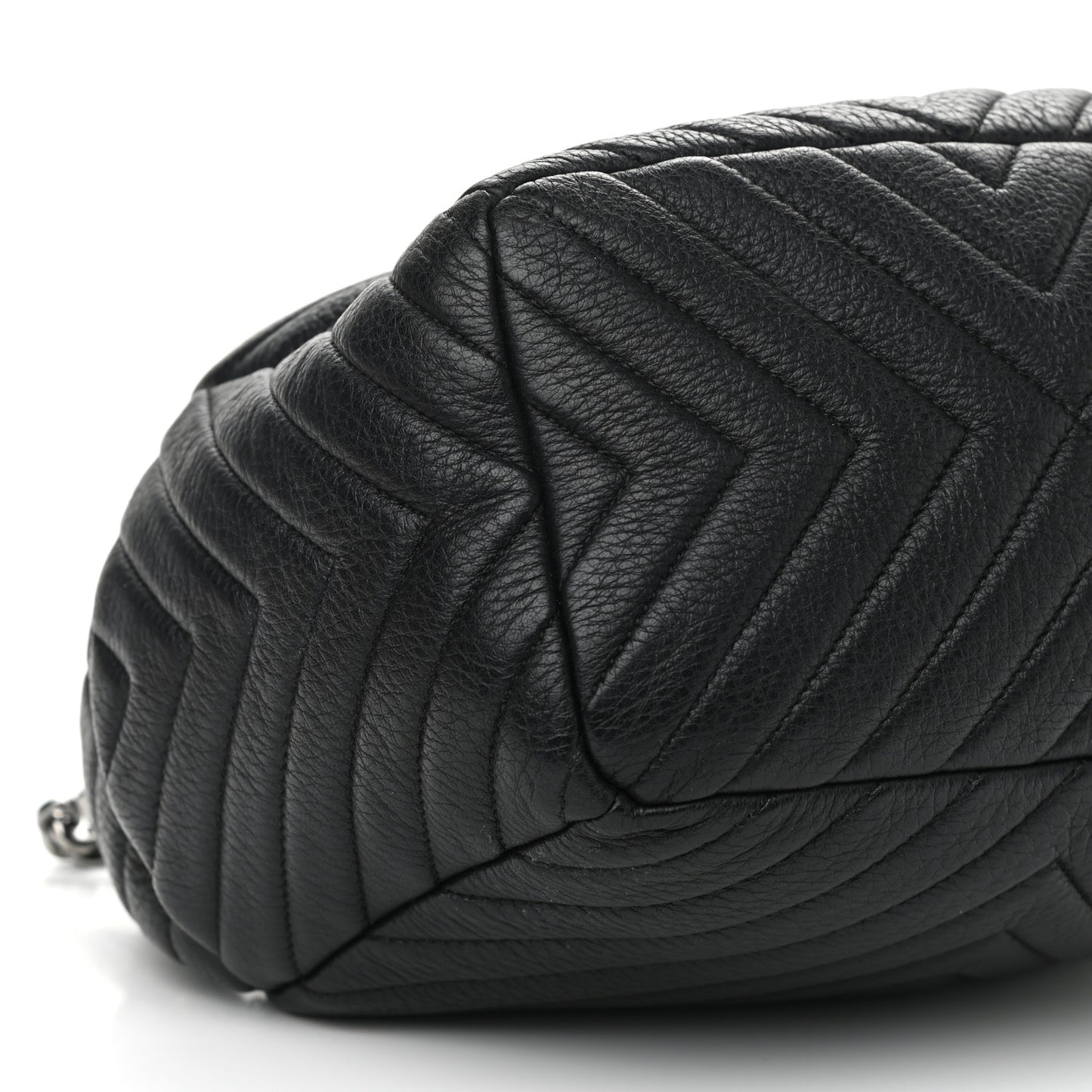 Deerskin Chevron Small CC Chain Bucket Drawstring Bag Black