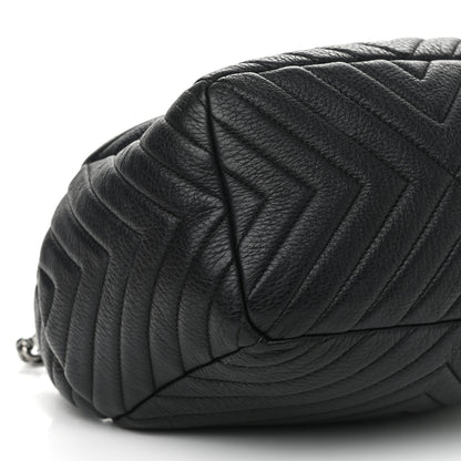 Chanel Deerskin Chevron Small CC Chain Bucket Drawstring Bag Black 9 of 11