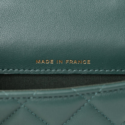 Chanel Lambskin Quilted Top Handle Flap Coin Purse With Chain Green 6 of 11