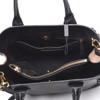 Burberry Grainy Calfskin House Check Medium Banner Tote Black 5 of 18