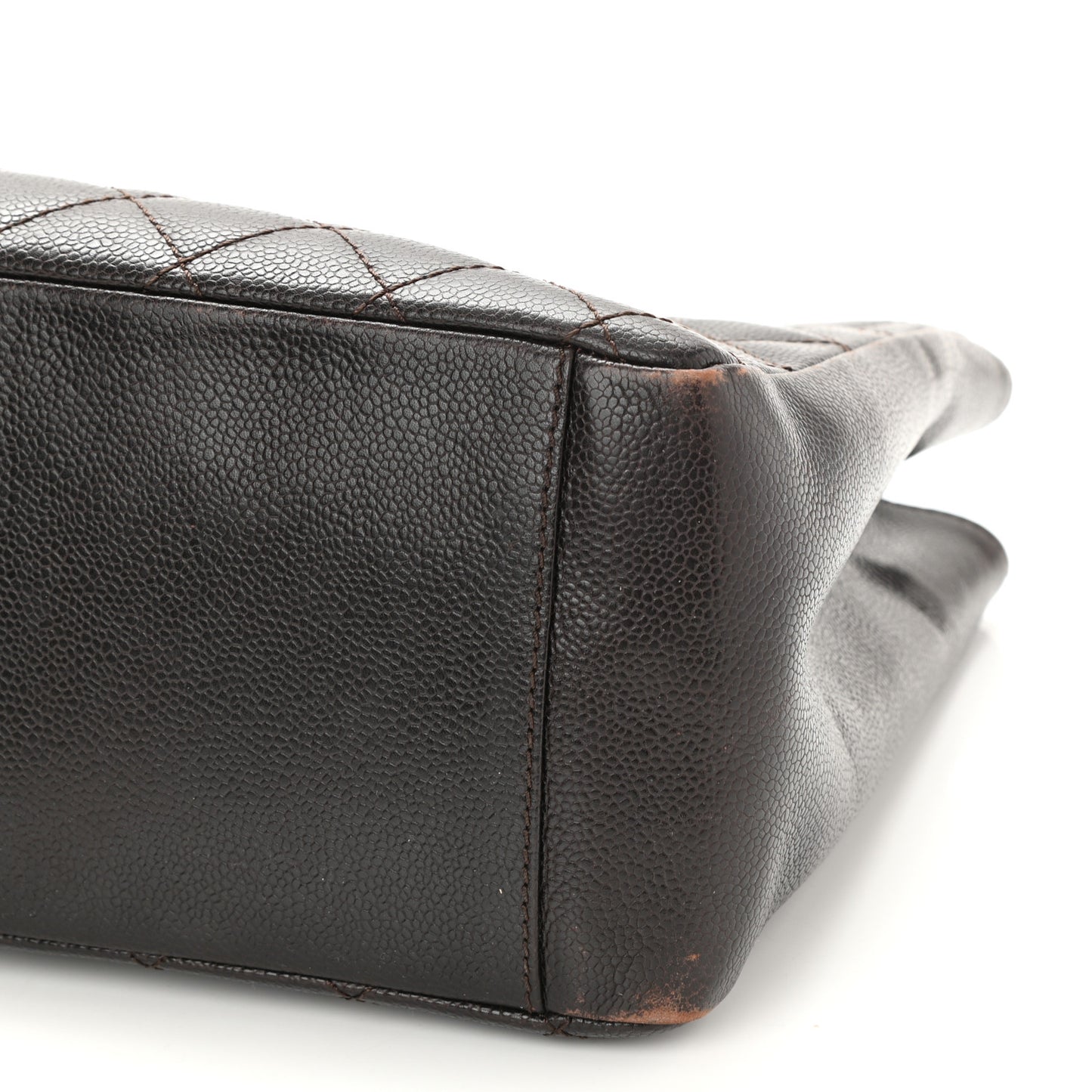 Caviar Quilted Grand Shopping Tote GST Dark Brown