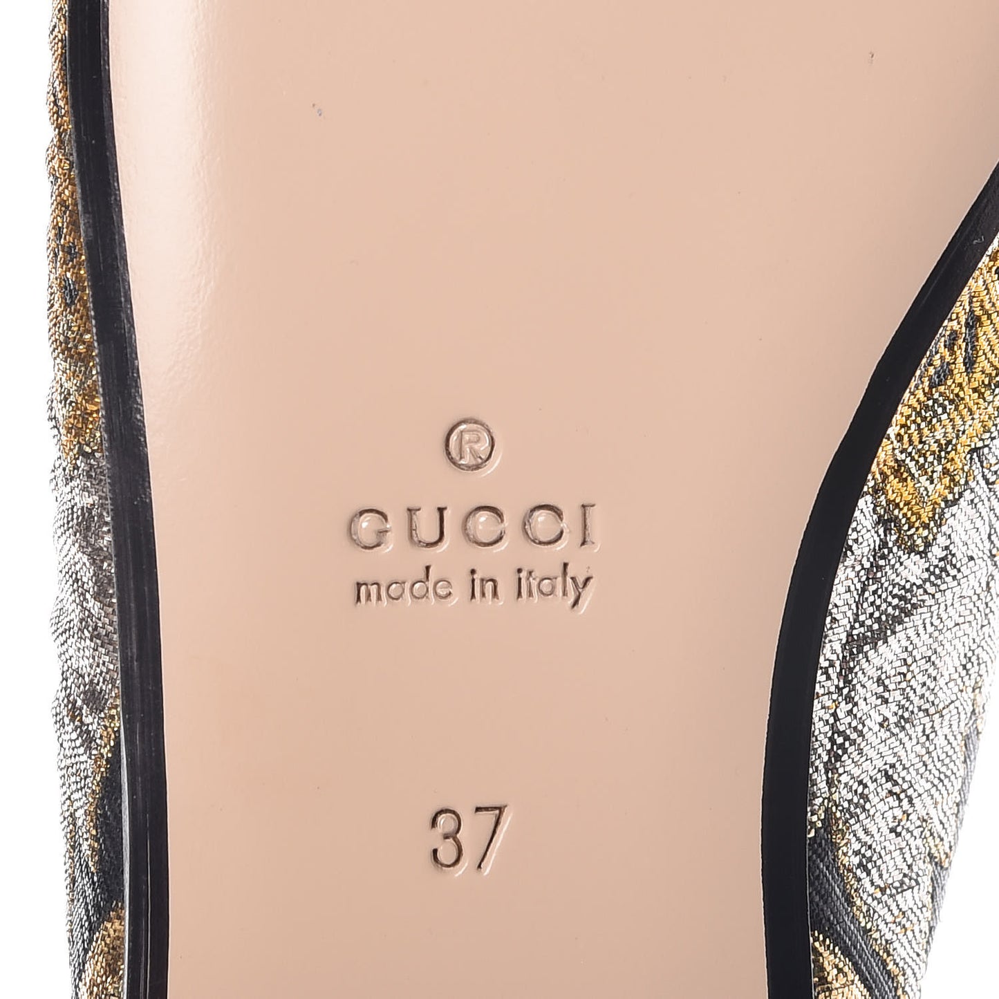 Jacquard Floral Womens Princetown Slippers 37 Oro Black