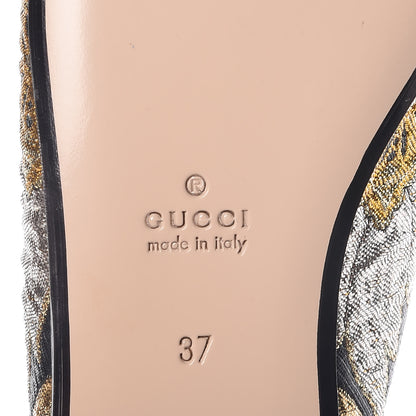 Gucci Jacquard Floral Womens Princetown Slippers 37 Oro Black 6 of 10
