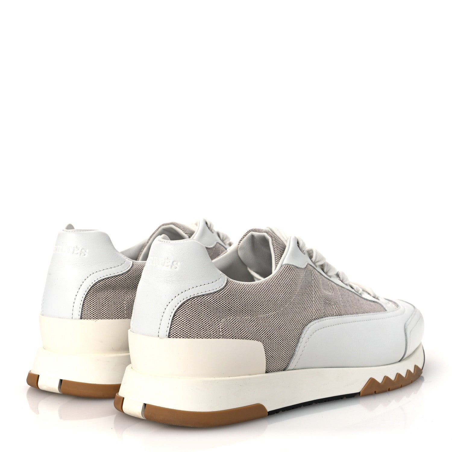 Hermes Canvas Calfskin Mens Trail Sneakers 41.5 Prunoir White 5 of 12