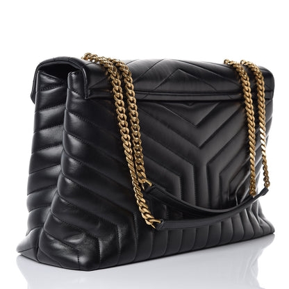 Saint Laurent Calfskin Y Quilted Monogram Large Loulou Chain Satchel Black 3 of 7