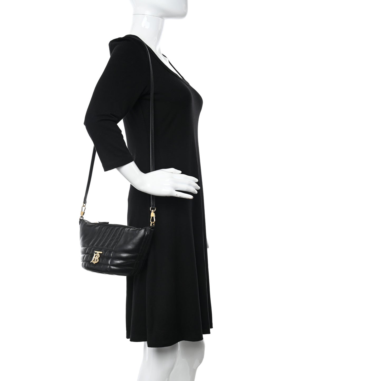 Lambskin Quilted Small Crescent Lola Bag Black