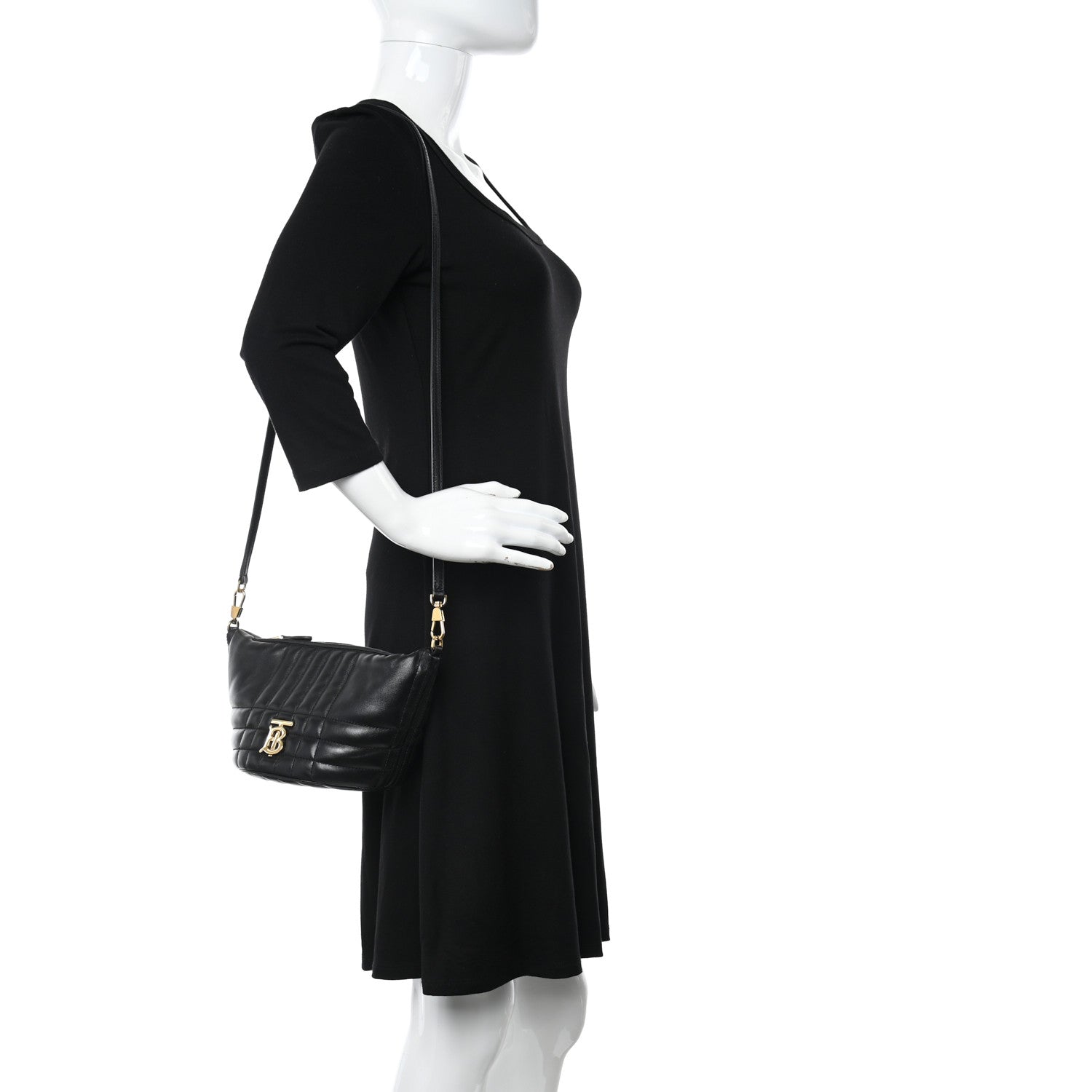 Burberry Lambskin Quilted Small Crescent Lola Bag Black 2 of 9