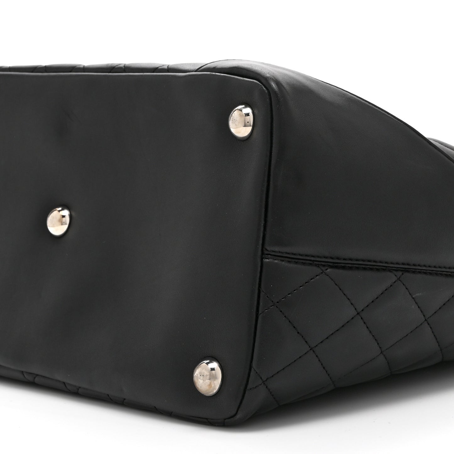 Calfskin Quilted Large Cambon Tote Black