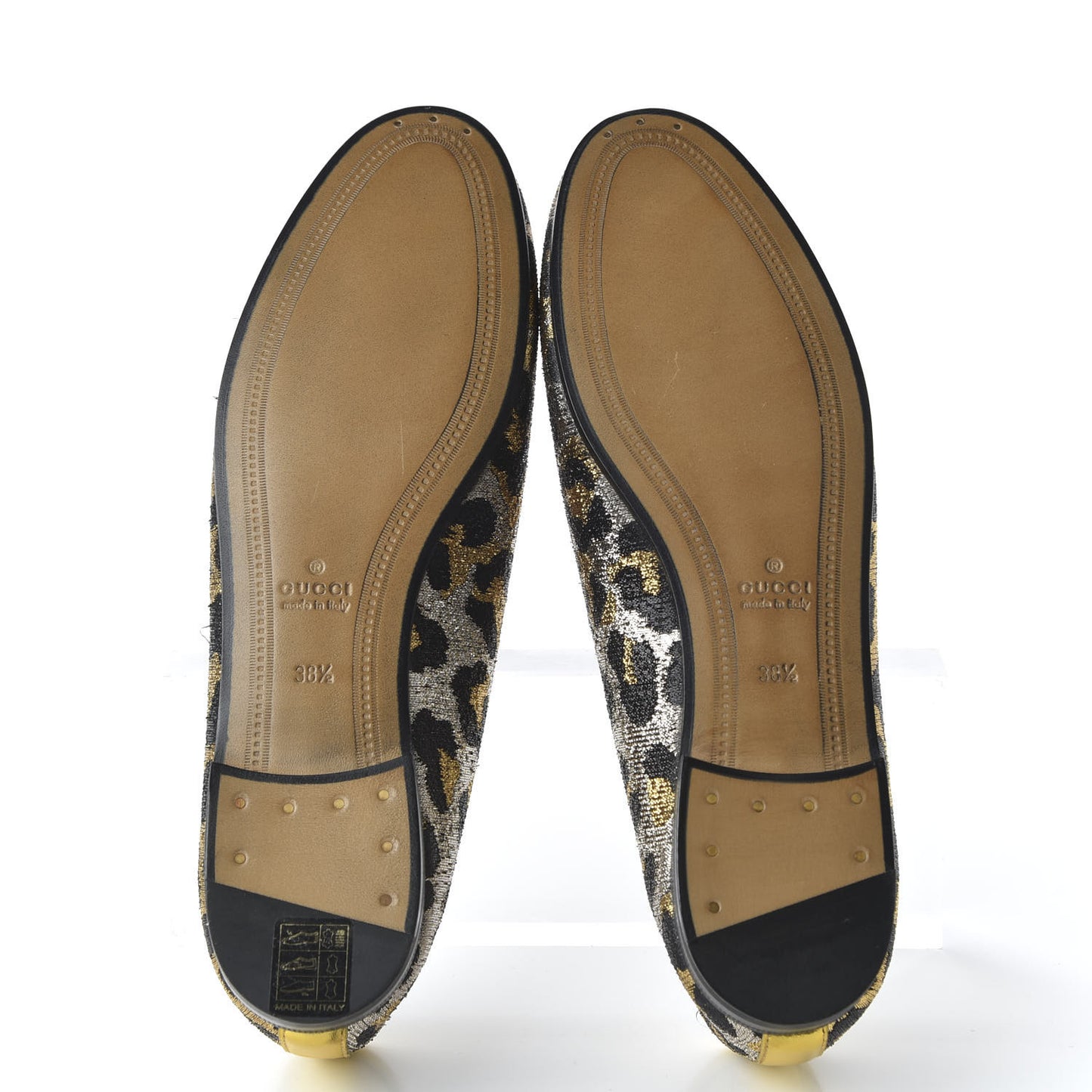 Jacquard Leopard Print Horsebit Womens Jordaan Loafers 38.5 Gold