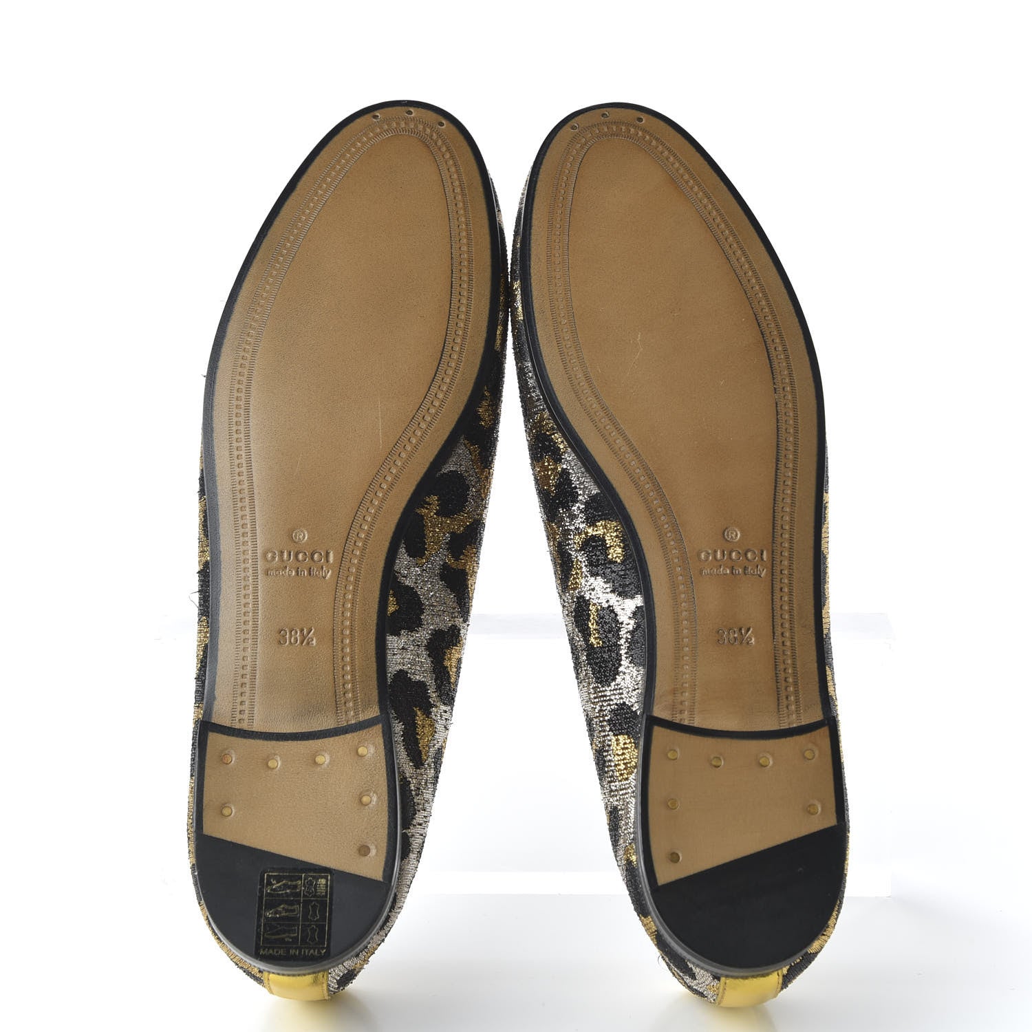Gucci Jacquard Leopard Print Horsebit Womens Jordaan Loafers 38.5 Gold 5 of 10