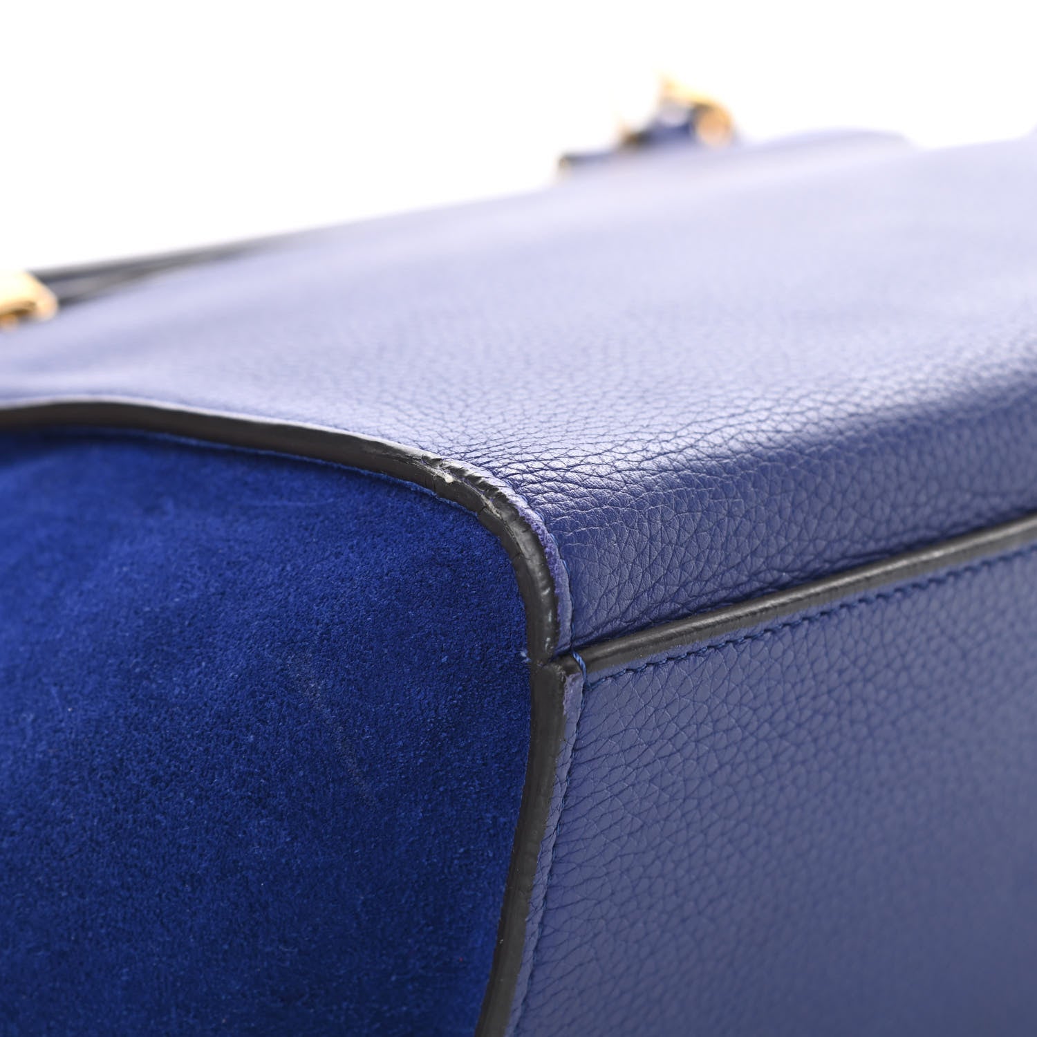 Celine Drummed Calfskin Suede Small Trapeze Indigo 11 of 22