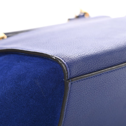 Celine Drummed Calfskin Suede Small Trapeze Indigo 11 of 22