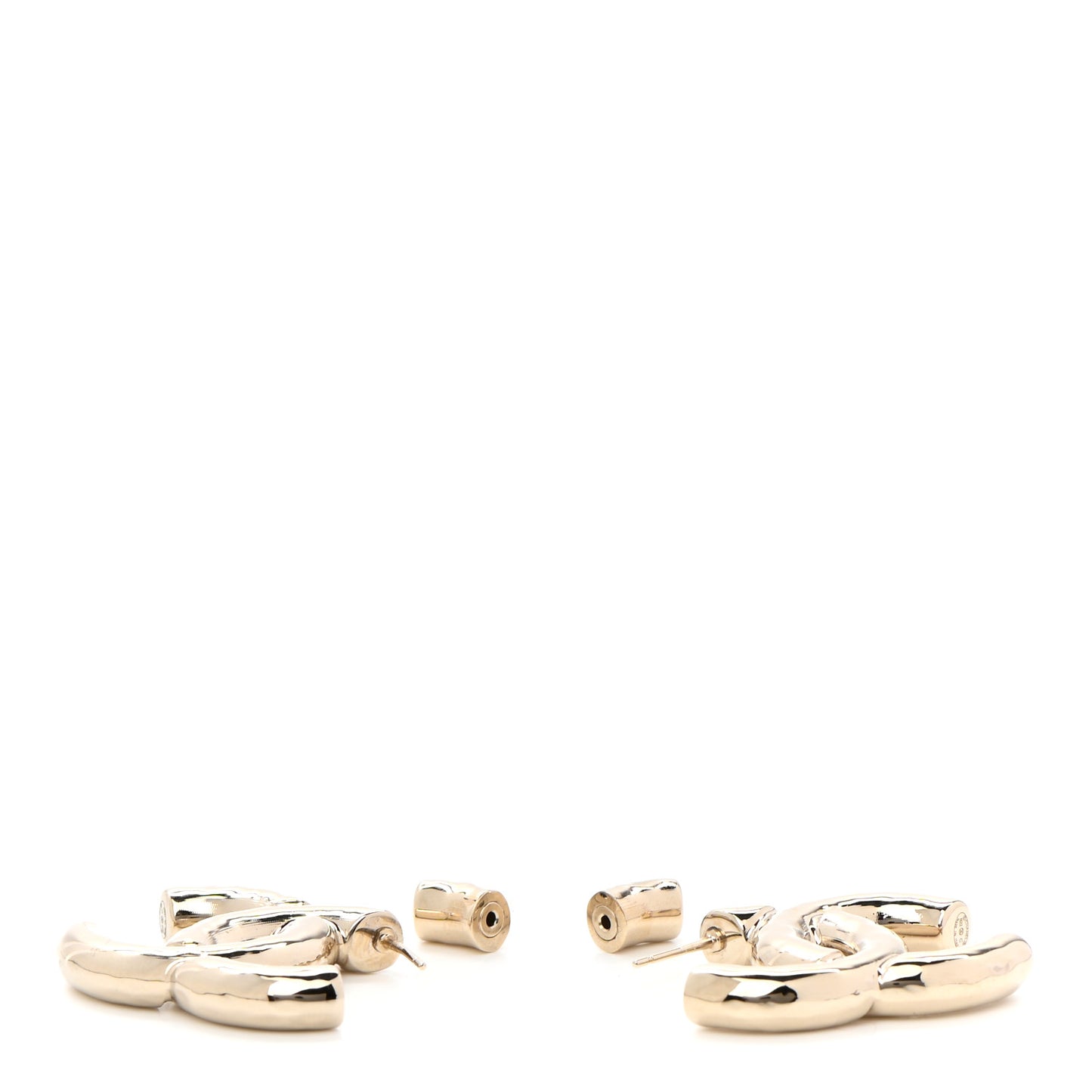 Metal Large CC Earrings Light Gold