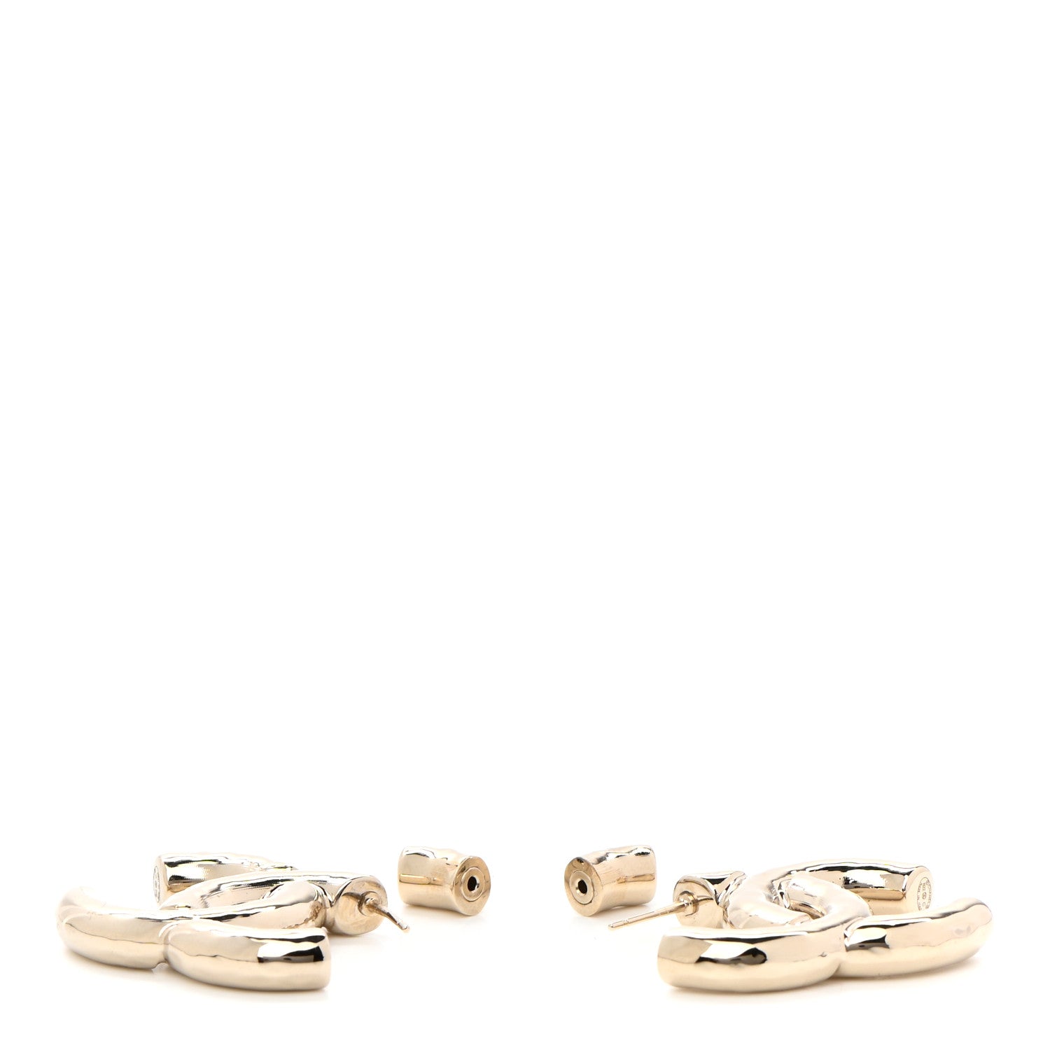 Chanel Metal Large CC Earrings Light Gold 3 of 4