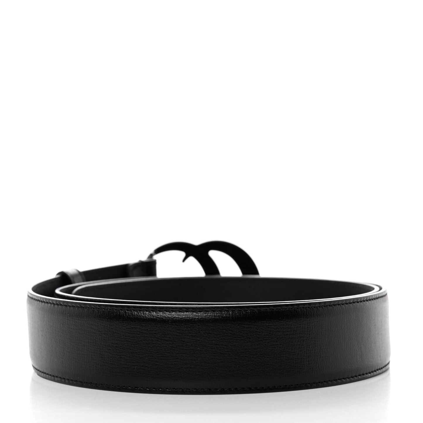 Azalea Calfskin Enamel Monochrome Double G 40mm Belt 100 40 Black