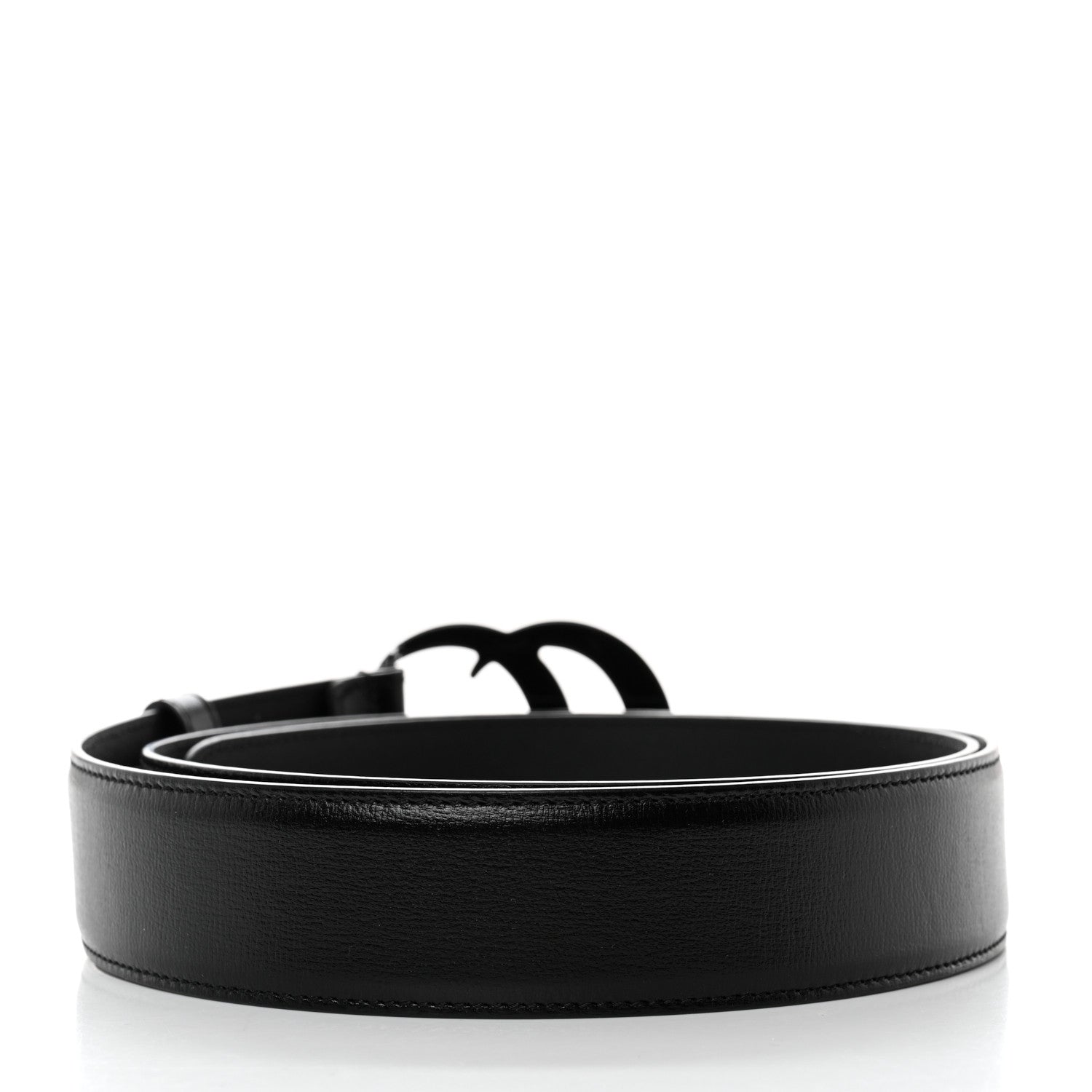 Gucci Azalea Calfskin Enamel Monochrome Double G 40mm Belt 100 40 Black 2 of 5