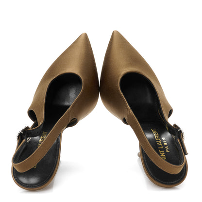 Saint Laurent Silk Satin Yasmeen 115 Slingback Pumps 37 Alpen Mou 2 of 10