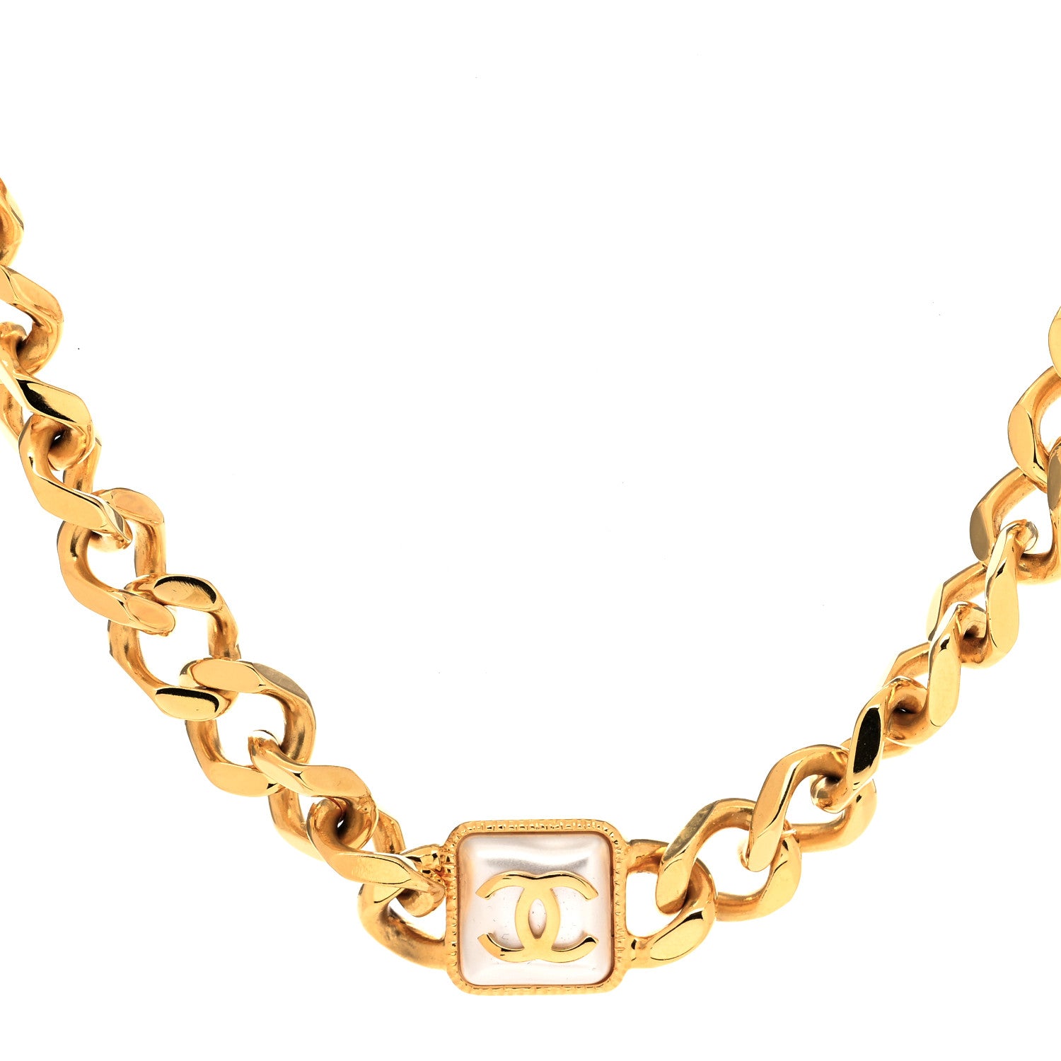 Chanel Pearl CC Chain Link Choker Necklace Gold 1 of 5
