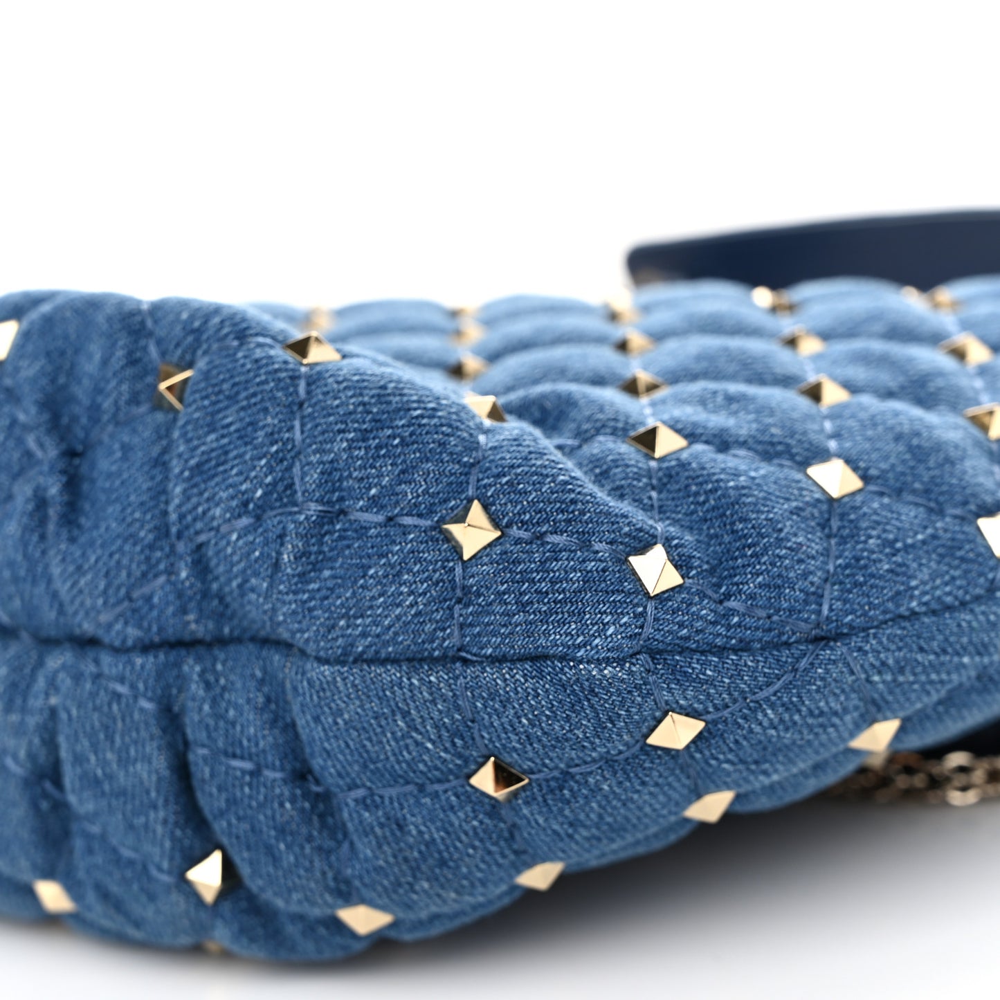 Denim Small Rockstud Spike Hobo Light Denim