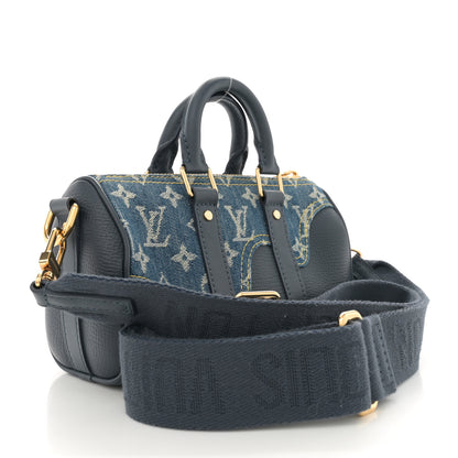 Louis Vuitton X NIGO Taurillon Monogram Denim Drip Keepall XS Blue Blue 3 of 9
