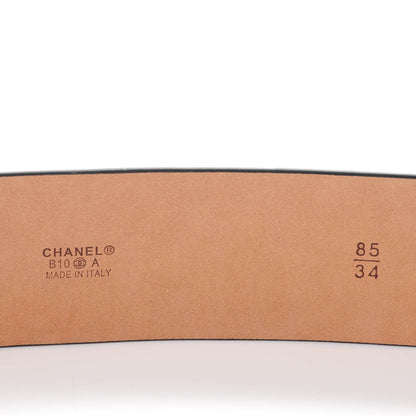 Chanel Patent Calfskin Quilted Lucky Symbols CC Belt 85 34 Black 3 of 7