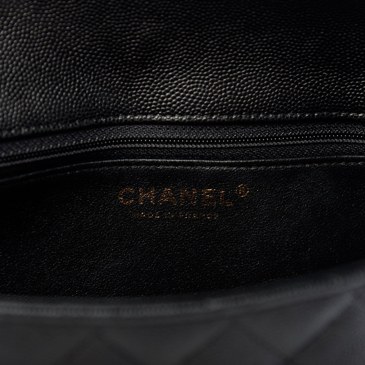 Caviar Quilted Flap Clutch Black