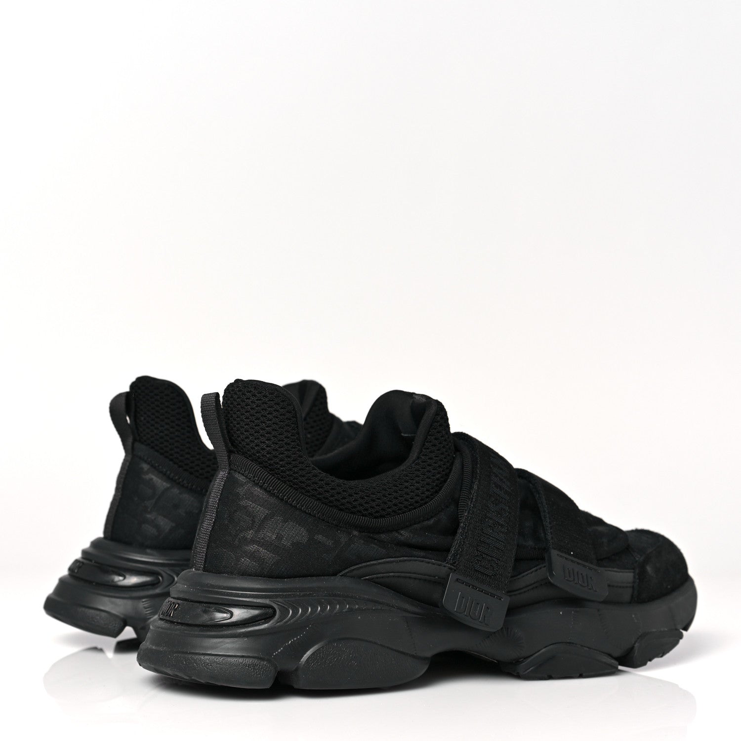 Christian Dior Shiny Oblique Technical Fabric Nylon Womens D-Wander Sneakers 38 Black 4 of 8