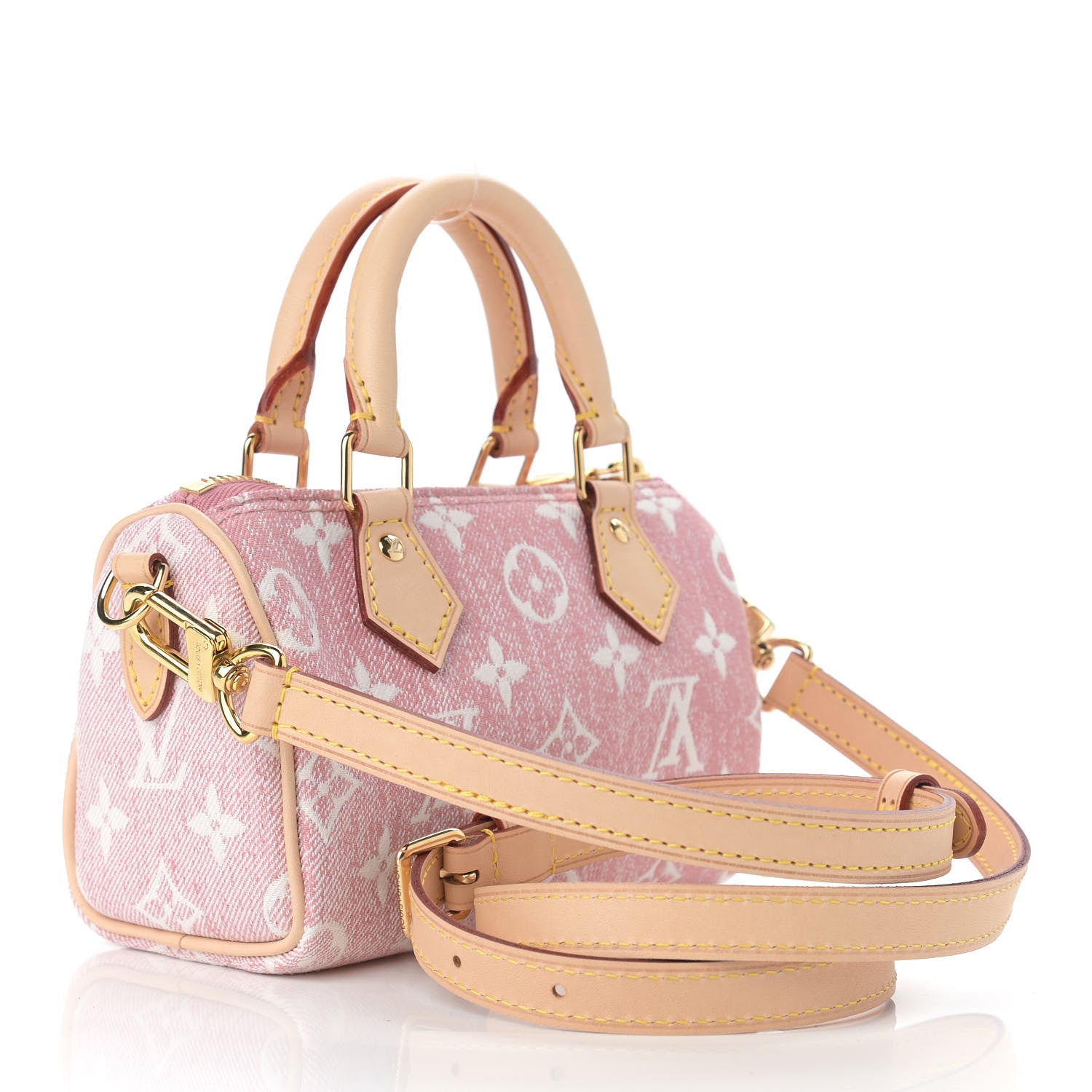 Louis Vuitton Monogram Jacquard Denim Nano Speedy Bandouliere Pink 3 of 10