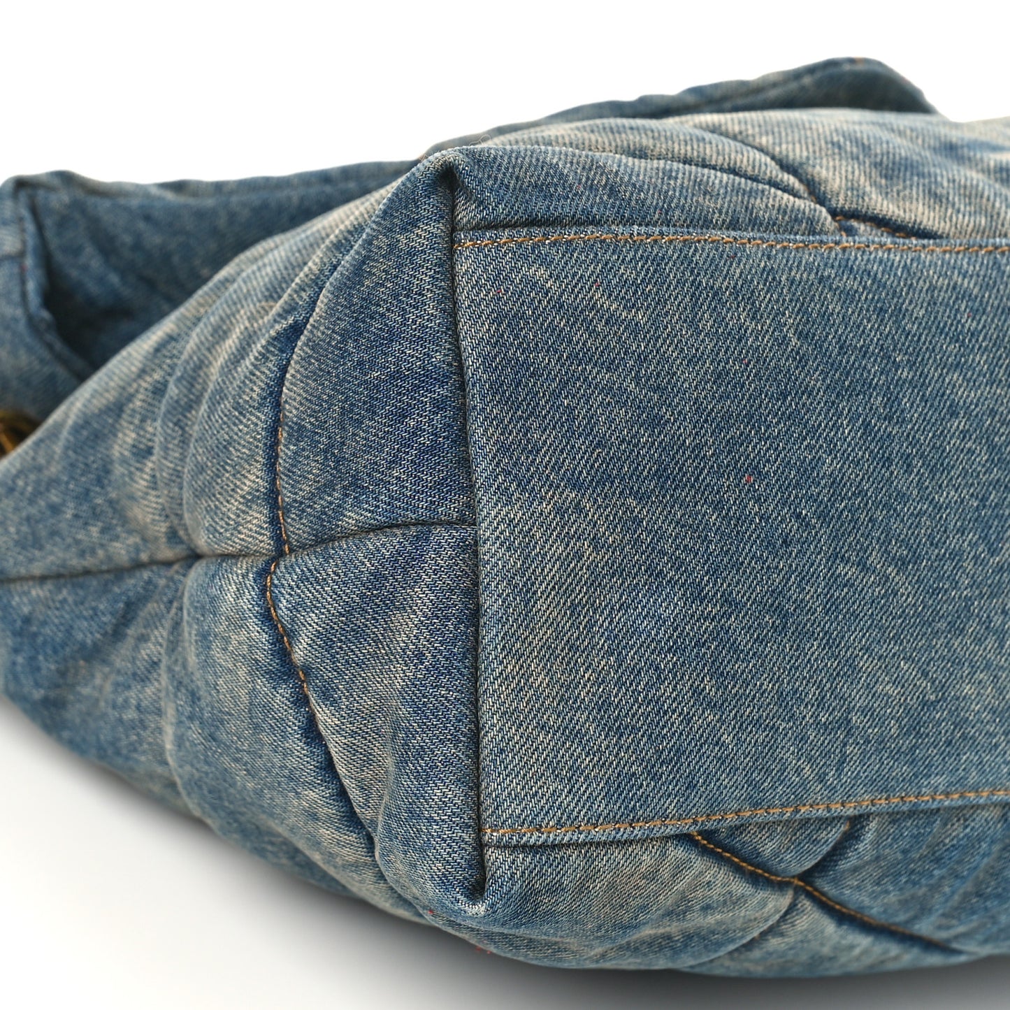 Denim Quilted Toy Loulou Puffer Monogram Chain Satchel Blue Cinnamon