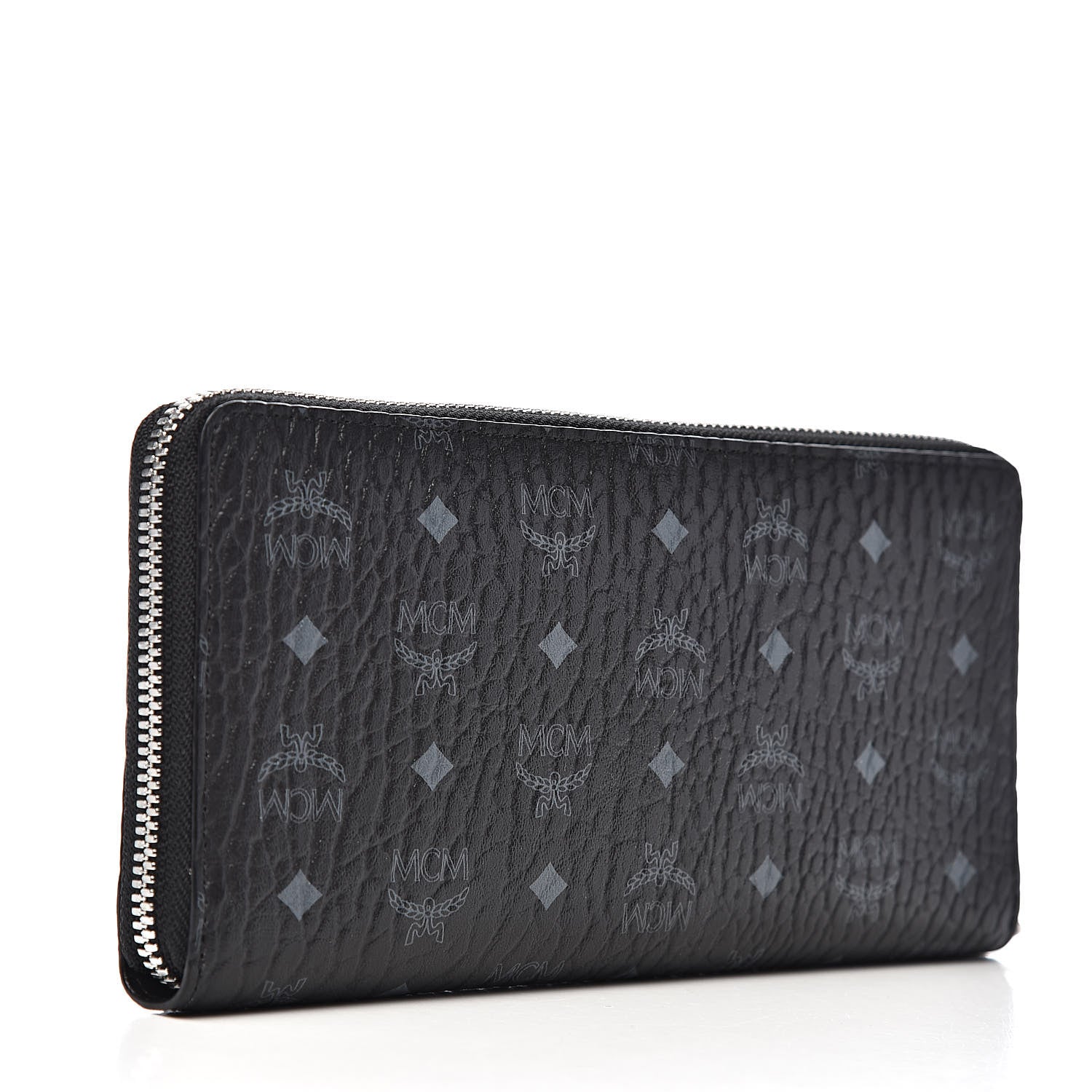 MCM Visetos Large Zip Around Wallet Black 3 of 9
