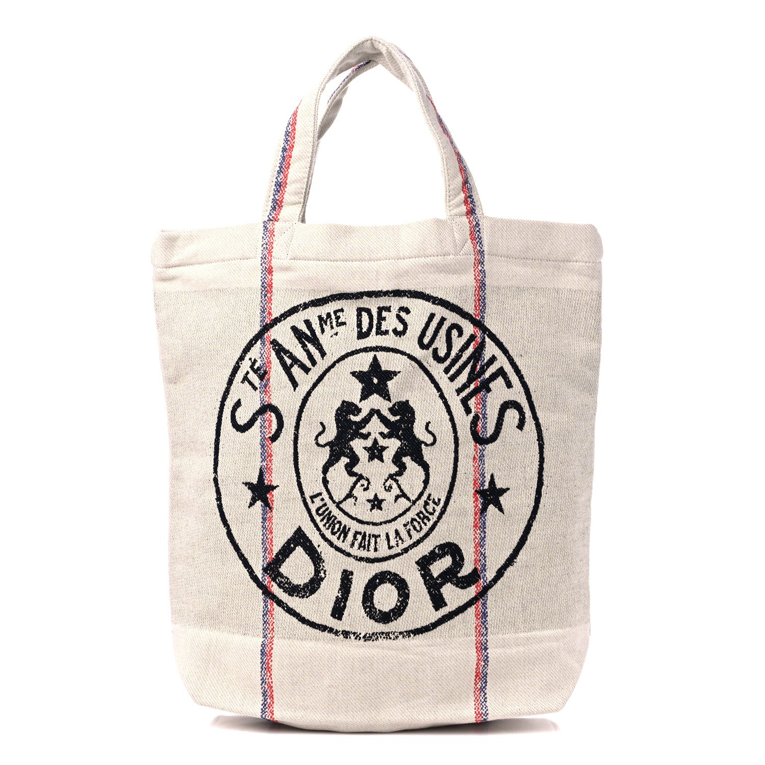 Christian Dior Canvas Print Cruise Tote Ivory Black 1 of 8