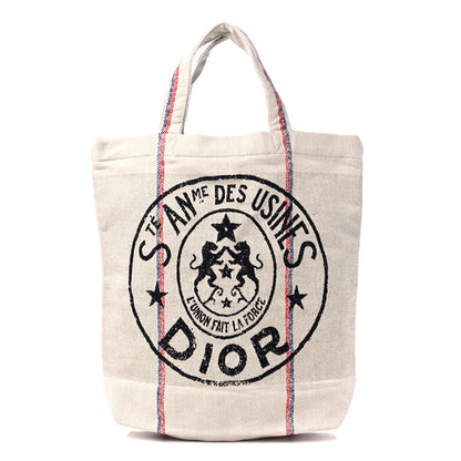 Christian Dior Canvas Print Cruise Tote Ivory Black 1 of 8