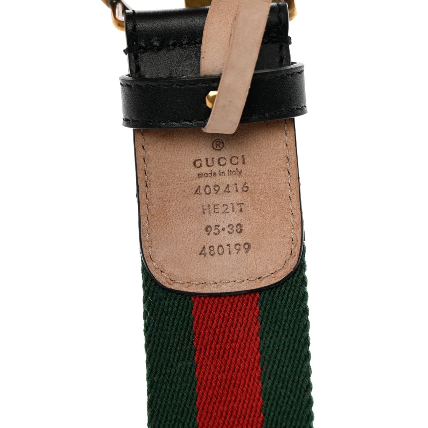 Nylon Calfskin Double G Web 40mm Belt 95 38 Green Red Black