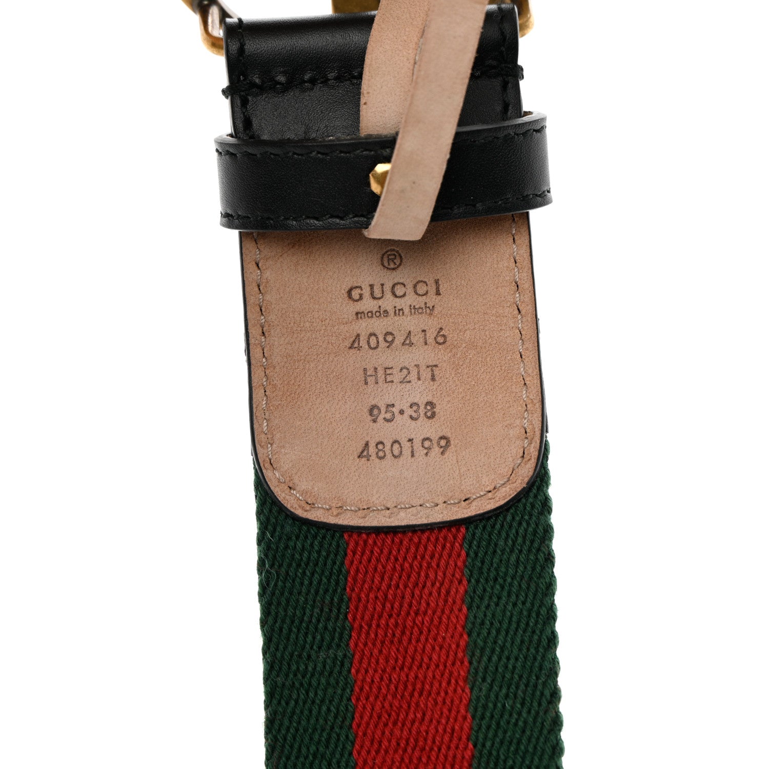 Gucci Nylon Calfskin Double G Web 40mm Belt 95 38 Green Red Black 4 of 4