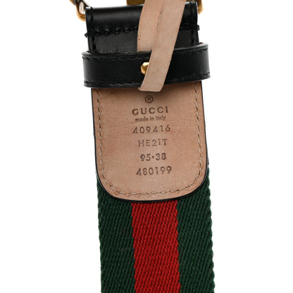 Gucci Nylon Calfskin Double G Web 40mm Belt 95 38 Green Red Black 4 of 4