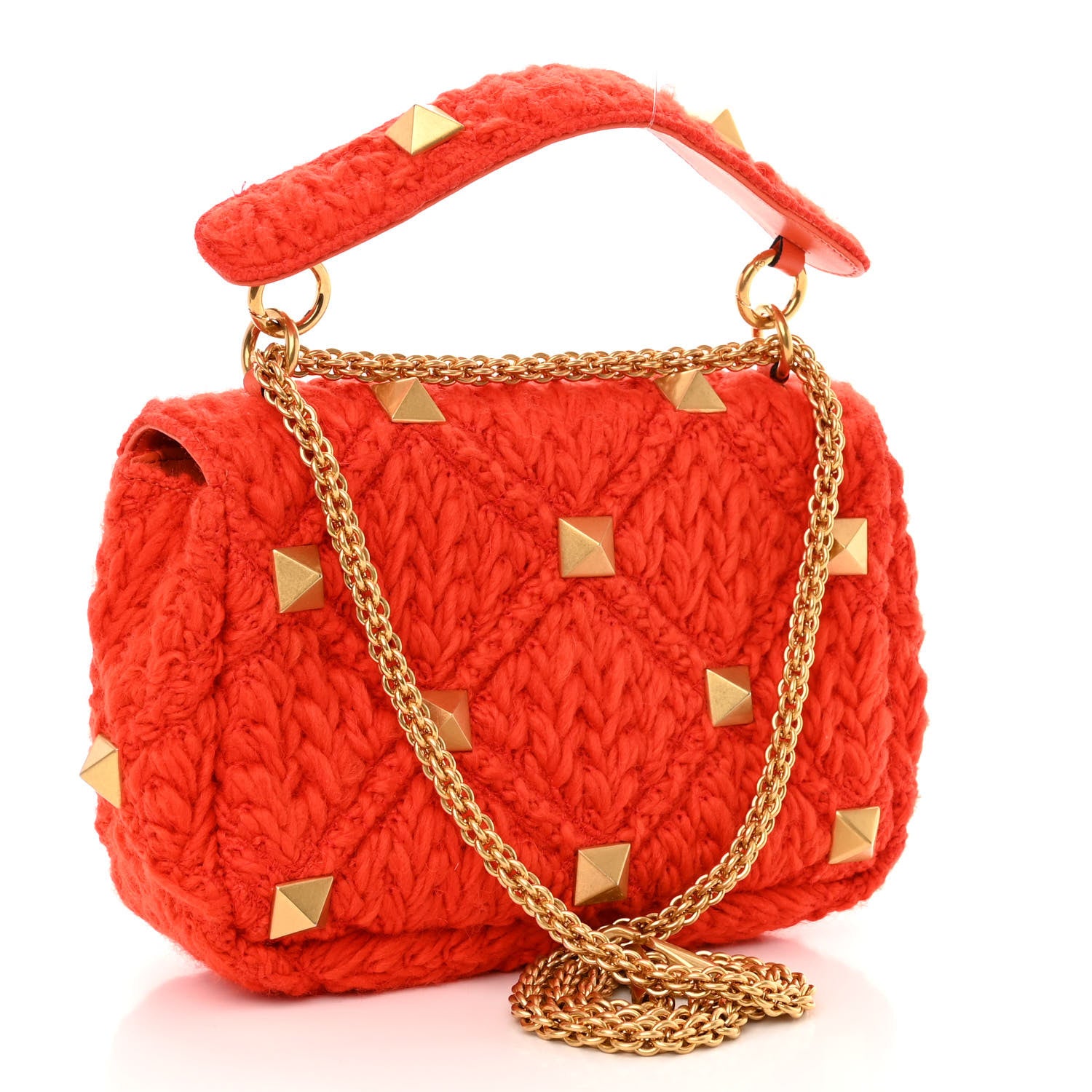 Valentino Garavani Cashmere Medium Roman Stud Shoulder Bag Titian 3 of 10