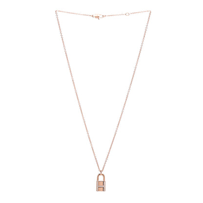 Hermes 18K Rose Gold Diamond Amulettes Cadenas Pendant Necklace 3 of 6