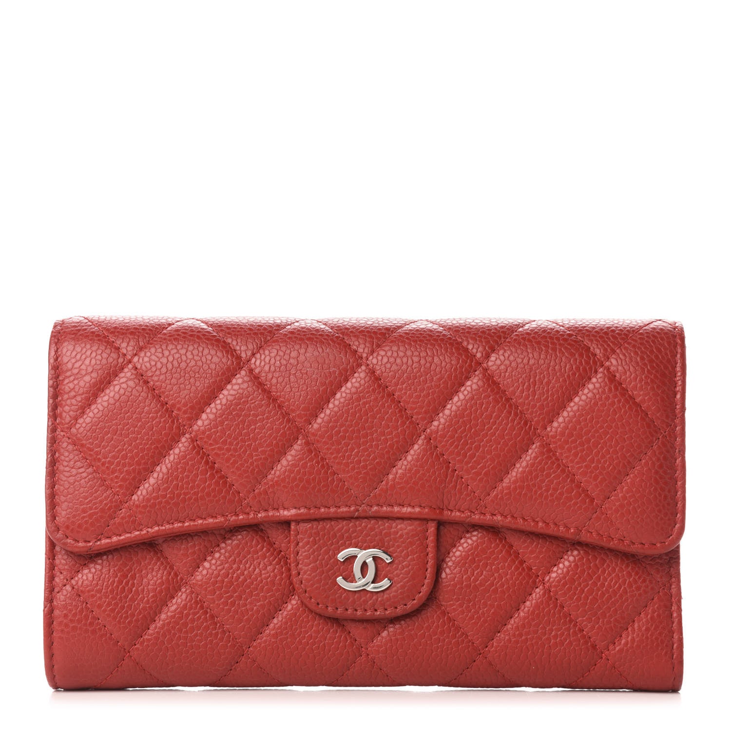 Chanel Caviar Quilted Large Flap Wallet Red 1 of 7
