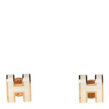 Hermes Gold Lacquered Mini Pop H Earrings White 1 of 6